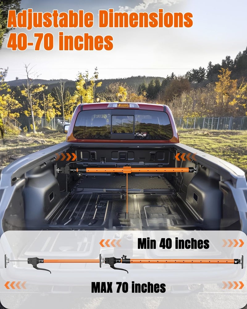 Holothurian Adjustable Cargo Bars for Pickup Truck Bed Cargo Bars for SUVs, Trailers, Vans, Adjustable from 40" to 70", Comes with Premium Cargo Net Organizer and Divider Bar, 2-Pack - Image 2